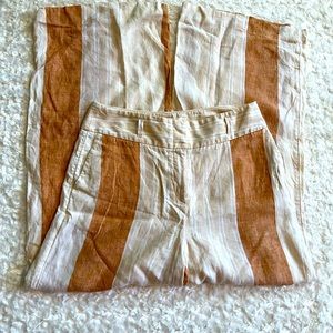 Etttwa striped wide leg belted linen pants size 8